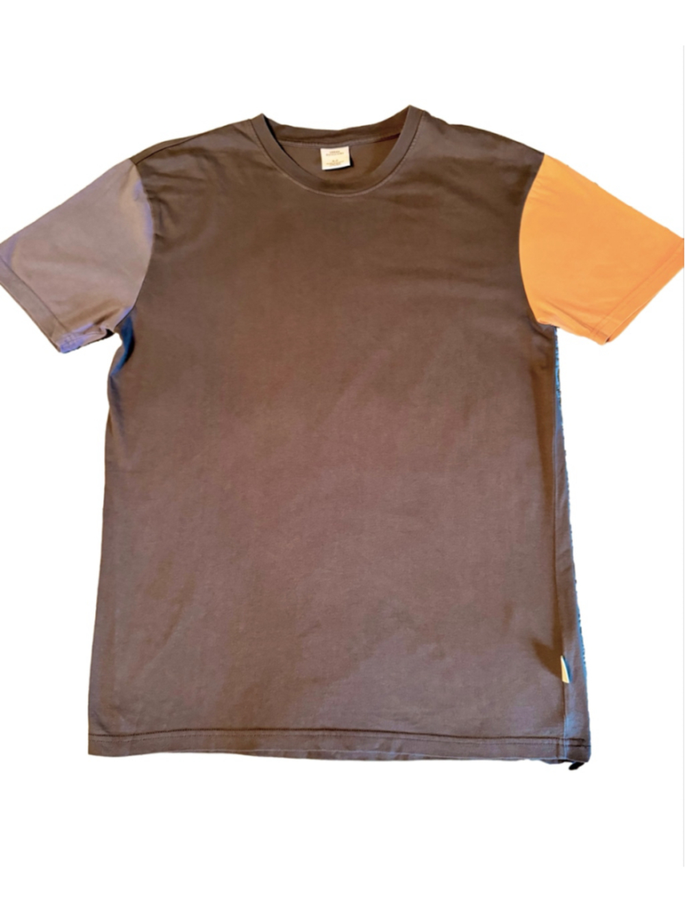Men's Urban Outfitters Colorblock Short Sleeve Tee, Size S, Brown taupe Orange